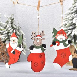 Christmas Decorations Colourful Wood Creative Christmas Tree Pendants Santa Claus Milu Deer Pendants Three Styles T3I51184