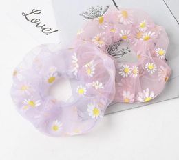 2020 NEW Women Elastic Kawaii Mesh Hair Bands Tie Gum Girls Print Floral Lace Scrunchie Ponytail Transparent Tulle Hair Accessories