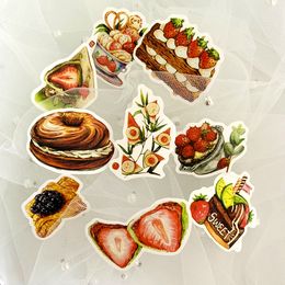 3Sets 99PCS Cute Fresh Afternoon Tea Dessert Food Sticker Notebook Waterproof PVC Sticker