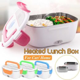 Electric Heating Lunch Box Car + Home Plug 2 In 1 12V-24V 110V Portable Stainless Steel Liner Bento Lunchbox Food Container Y200429