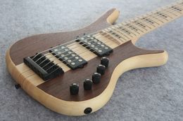 Custom Made 6 string Neck Thru Body Maple Fingerboard 24 Frets,Black Hardware and Active Pickups China Electric Guitar Bass