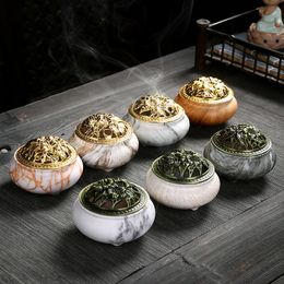 Marble Ceramics Censer Handicraft Fragrance Lamps Fashion Universal Indoor Room Incense Burner 7 Colors