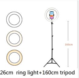 With tripod Photography Selfie Ring Light 26cm three-speed Stepless Lighting Dimmable Phone Holder For Makeup Video Live Studio