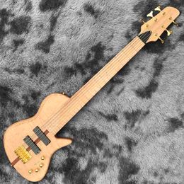 Custom Butter Flys 6 Strings Active Natural Bass Guitar with Gold Hardware Musical Instruments Guitar and Amplifier Factory