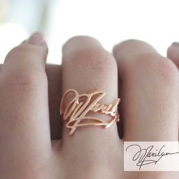 Personality Signature Rings For Women Handmade Jewelry Any name custom ring Gold stainless steel bridesmaid wedding jewelry bff