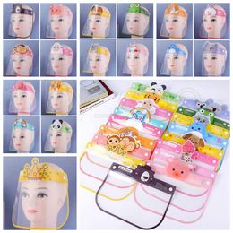 Children Safety Face Shield Kids Cartoon Transparent Head Cover Anti Fog Splashing Full Face Isolation Protective Clear Designer Masks R3406