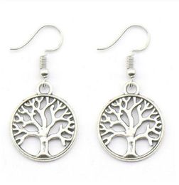 20pair/40pcs Hollow Tree of Life Charms Earrings Silver Plated Dangle Earrings for Women Girl