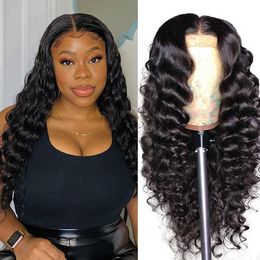 Parte intermediária 131 T Lace Wigs Solto profundo reto Humano Humano Peruca Peruana Curly T Parte Do Cabelo Humano Renda dianteira Peruca Body Water