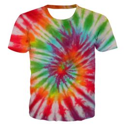 Tie-dye Mens T-shirt Fashion Trend 3d Digital Printing Round Neck Breathable Short Sleeve Designer Summer Loose Plus Size Couple Tee Clothes