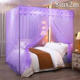 Square Single Side Openings Romantic Princess Lace Canopy Bed Mosquito Net No Frame for Twin Full King Bed Frame Mosquito Net