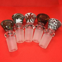 Newest Colorful 14MM 18MM Male Pattern Pyrex Thick Glass Handmade Bowls Filter Joint Smoking Dry Herb Tobacco Oil Rigs Container Waterpipe