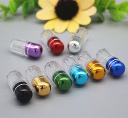 Mini Cute Capsule Shells Round Transparent Pill Cases Plastic Refillable Bottles with Aluminum Cap Medical Products