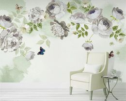 3d Wallpaper Vintage 3d Flower Wallpaper Nordic Romantic Pastoral Style Butterfly Flower Sofa TV Background Wall Romantic 3d Mural Wallpaper