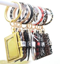 12styles Bracelet Purse Keychain Women Tassels Bracelets PU Leather Wrap Key Ring Bangle Wristlets Coin Purses Card Holder Bag GGA3634