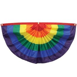 Rainbow Lgbt Pleated Fan Flag 100D Polyester Outdoor or Indoor Club Digital printing Banner and Flags Wholesale