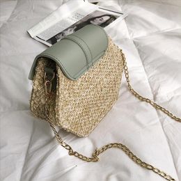 New- Straw Leather Handbag Women Summer Rattan Bag Woven Beach Circle Bohemia Shoulder Bag Y20