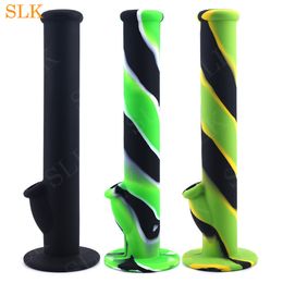 14.2'' water pipe staright bong non fading printing silicone bongs glass bong dabs rig thick glass bubbler Hookah