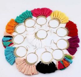 Bohemian Statement Tassel Earrings For Women Vintage Round Long Drop Earrings Wedding Party Bridal Fringed Jewelry Gift 12 Colors Epacket