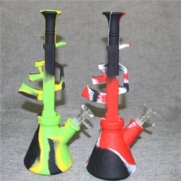 silicone bong beaker AK47 5 types silicone smoking water pipes silicone hookah unbreakable hookah Philtre glass bong dar rig