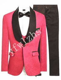 Classic One Button Handsome Groomsmen Shawl Lapel Groom Tuxedos Men Suits Wedding/Prom Best Man Blazer ( Jacket+Pants+Vest+Tie) W289