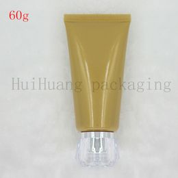 30pcs 60g Empty Gold Soft Refillable Plastic Lotion Tubes Squeeze Cosmetic Packaging, Screw cover hose