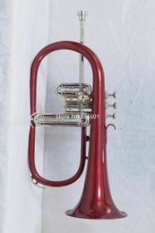 New Arrival Bb Flugelhorn Bell Red Silver Finish Expert Choice Musical instrument With Case Accessories Free Shipping