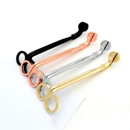 Stainless Steel Snuffers Scissors Unstriated Rose Gold Candle Scissors Oil Lamp Wick Trimmer Cutter Candles Tool Accessories LSK1372