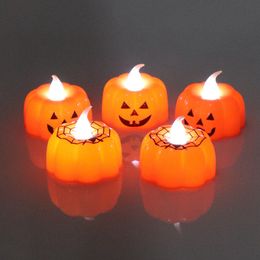 Halloween Spider Pumpkin Lamp Plastic Pumpkin Candles Light LED Electronic Flameless Candle Home Bar Dining Halloween Decoration DBC BH3960