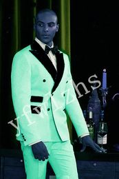Popular Double-Breasted Groomsmen Peak Lapel Groom Tuxedos Men Suits Wedding/Prom Best Man Blazer ( Jacket+Pantst+Tie) Y115