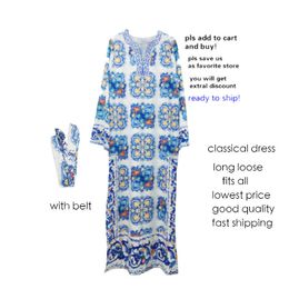 Hot Sale GETSPRING Women Summer Maxi Dress Print Chiffon Dresses V Neck Long Sleeve Loose Split Bohemia Boho Floral Plus Size Free 2024