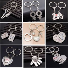 New Fashion Creative Metal SilverScissors comb Love Eternal Couple Keychain Personalised Love Gift For Male Female Friends Good Luck