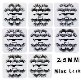 25mm Long false eyelashes thick 5 pairs set reusable hand made fake lashes extensions with tweezer retail packing 8 models available DHL