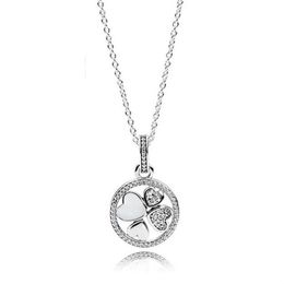 NEW 100% 925 Sterling Silver Rose Gold Zircon Charm Clavicle Chain Flower Shape Round Necklace Original Fashion Jewelry Gifts two