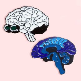White & Blue Weird Gothic Creative Fashionable Cartoon Human Brain Structure Pin Badge Brooch