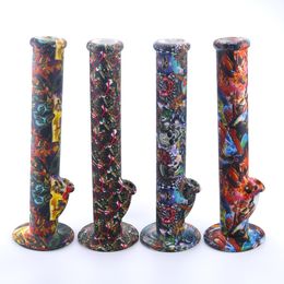 Silicon bongs water pipes Colourful printing smoking pipe Hookah smoking accessories