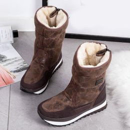 New Winter Warm Women Mid Calf Boots Zipper Plush Fur Snow Boots Outdoor Non-Slip Leisure Women Footwear Size 36-40