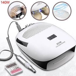140W 3 IN 1 Lamp Dryer Electric Drill Machine With Dust Suction Collector Vacuum Cleaner Nail Art Equipment 200924