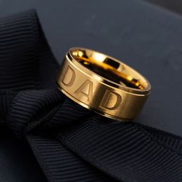 Father's Day Gift Fashion Rings DAD Stainless Steel Finger Ring Men Jewellery Size 6-13 Gold Ring Gift