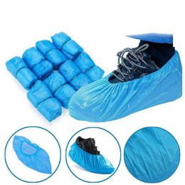 Plastic Waterproof Disposable Shoe Covers Rain Day Carpet Floor Protector Blue Cleaning Shoe Cover Overshoes Couvre-chaussure For Home