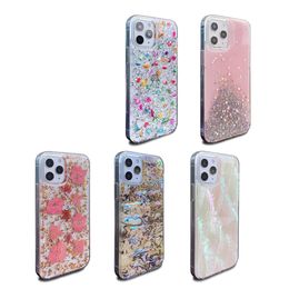 for iphone 11 12 pro X XS max XR 6 7 8 plus case new fashion Glittering real dry flower flow sequins foil