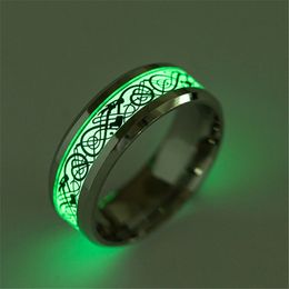 Fashion Noctilcent Dragon Rings Stainless Steel Men Rings Finger Rings Jewellery Size 5-13 Silver Ring Gift