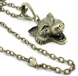 Wolf Head Necklace Pendant Animal Power Necklaces Pendants Men Women Gift Jewellery Antique Silver Colour Fashion gift