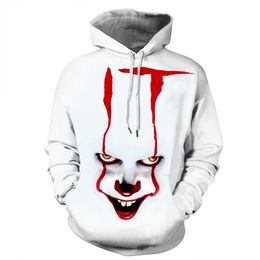 Mens Designer Loose Sweatshirts Joker Funny 3D Halloween Smile Pullover Hoodie Sweatshirt Fashion Streetwear Jacket Unisex Sportwear