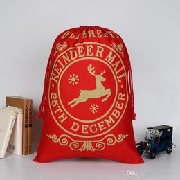 Large Christmas Sack Santa Claus Drawstring Canvas Gifts Bag Children's Candy Apple Bags Festival Party Supplies 39 Styles
