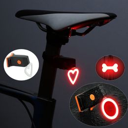 Heart Round shape LED Bike Light USB Charge Bicycle Rear Light Waterproof MTB Taillight Cycling Night Safety Warning Lamp Bike lights