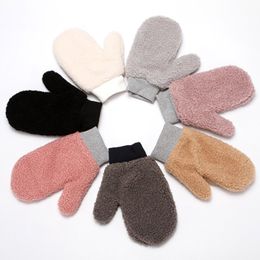 2020 New Fashion Pure Colours Cute Mittens Coral Velvet Lining Faux Fur Thick Style Lovely Women Winter Warm Mitten