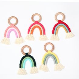 5 Colours INS Nordic Ornaments Home Baby Nursery Room Rainbow Decoration Pendant Hand Weaving Rainbow Hanging Wall Decor M2513