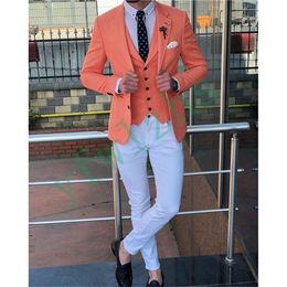 Handsome Two Buttons Groomsmen Notch Lapel Groom Tuxedos Men Suits Wedding/Prom/Dinner Best Man Blazer(Jacket+Pants+Tie+Vest) W355