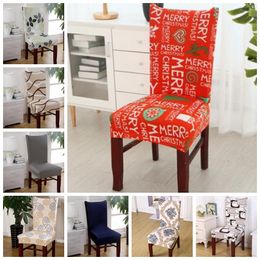 Spandex Chair Cover Elastic Printing Dining Chair Slipcover Removable Kitchen Seat Case Christmas Wedding Banquet Supplies 37 Designs TD170