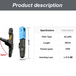 Freeshipping 100pcs/lot SC UPC Cold connector NPFG SC/UPC SC-UPC FTTH Fiber optic 0.3 dB 60mm